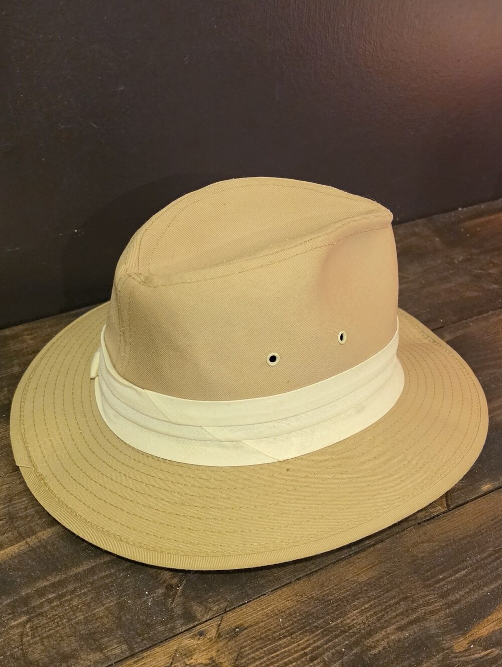 Vtg Golden Gate Hat Co Tan Canvas Safari Fedora Hat Small USA International